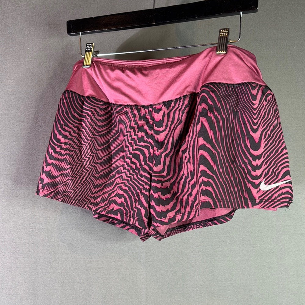 Nike Pink and Black Athletic Shorts with Dynamic Pattern XL